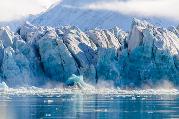 Landscape with glacier in Svalbard at summer time. Sunny weather. © Alexey Seafarer