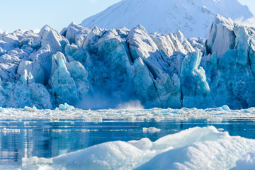 Landscape with glacier in Svalbard at summer time. Sunny weather. © Alexey Seafarer
