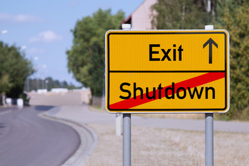 Covid-19 city sign about leaving the shutdown