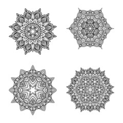 Circular pattern set in form of mandala for background, Henna, Mehndi, decoration. Decorative ornament in ethnic oriental style