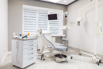 Dental office interior. Dentist's workplace.