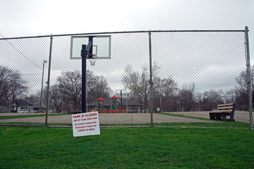 Logansport Indiana basketball court closed due to the COVId-19 pandemic.
