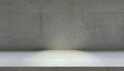Empty concrete desk with wall 3D rendering