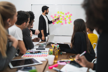 Manager leading a brainstorming meeting.