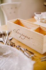 champagne in wooden box package
