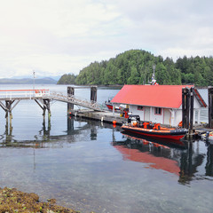 Canadian Coast Guard boat. Bamfield. Vancouver island. British Columbia. Canada.