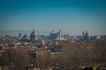 Fototapeta na wymiar ROME, LAZIO / ITALY - JANUARY 02 2020: Rome view from the top