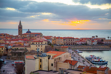 Sunset in Alghero city, Sardinia