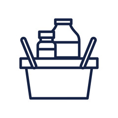 basket with food products icon, line style
