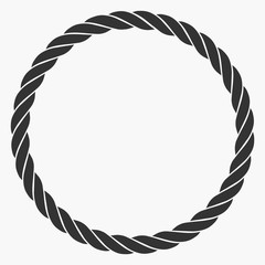 Round rope frame. Circle ropes, rounded border and decorative marine cable frame circles. © andin