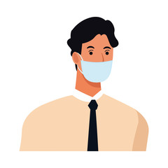 businessman using face mask for covid19 character