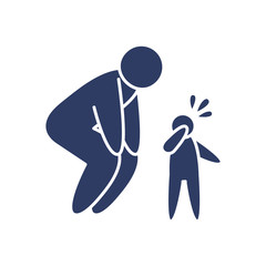 pictogram man and sickness kid icon, line style