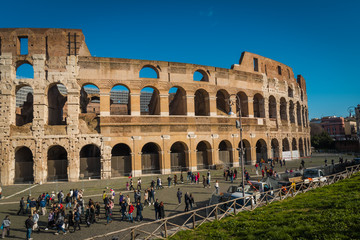 ROME, LAZIO / ITALY - JANUARY 02 2020: Colosseum before COVID-19
