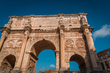 Fototapeta na wymiar ROME, LAZIO / ITALY - JANUARY 02 2020: Colosseum before COVID-19 