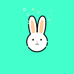 Rabbit icon, graphic design template, Easter bunny sign, app icon, vector illustration