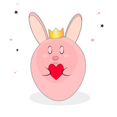 Kawaii bunny. Cute rabbit with heart, graphic design template, app icon, vector illustration