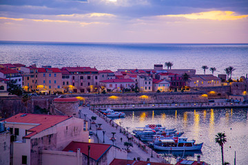 Sunset in Alghero city, Sardinia