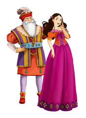 Cartoon cheerful married couple together romantic scene - illustration