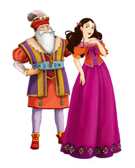 Cartoon cheerful married couple together romantic scene - illustration