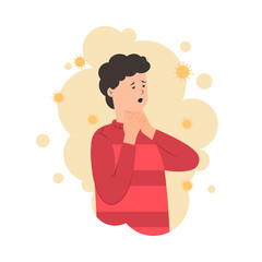 Person have sore throat vector illustration