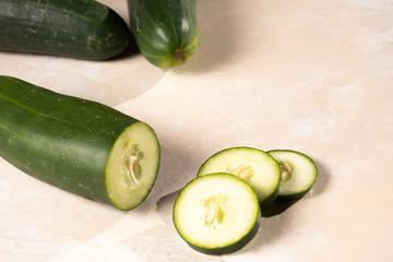 fresh cucumber, sliced ​​cucumber, isolated on white.