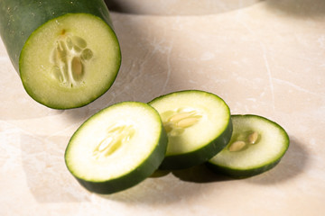 fresh cucumber, sliced ​​cucumber, isolated on white.