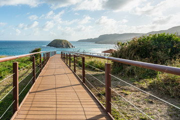 Obraz premium Beautiful view of Praia do Leao at Fernando de Noronha Marine National Park, a Unesco World Heritage site, Pernambuco, Brazil