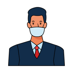 businessman using face mask for covid19 character