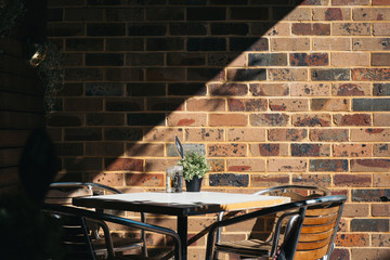 table and chairs in a restaurant