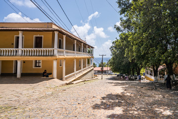 View of Sao Miguel Palace at Vila dos Remedios, the administrative headquarter of Fernando de Noronha Marine National Park, Pernambuco, Brazil