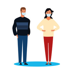 couple using face mask for covid19