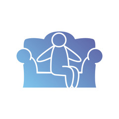 pictogram man sitting on a couch icon, gradient style