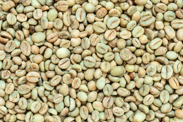 Green coffee beans for background