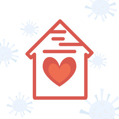 stay home design, house and heart icon