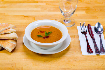 Lentil Soup With A Slice Of Bread