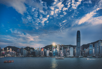 Fototapeta na wymiar Hong Kong Victoria Harbour view; Hong Kong Cityscape