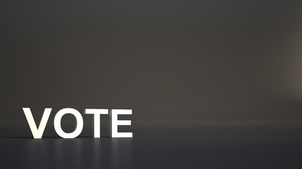 vote concept 3d render. vote signature, text on graybackground.