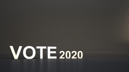 vote concept 3d render. vote signature, text on graybackground.