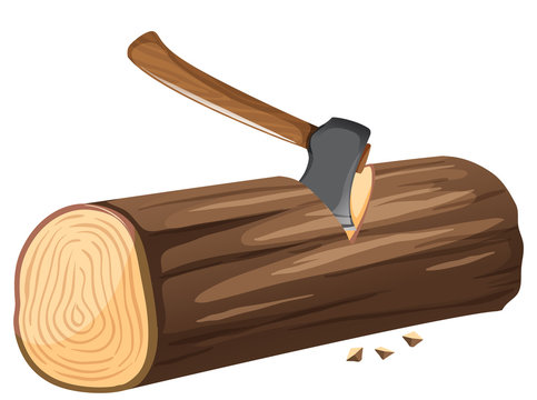 axe chopping brown log clip art preview