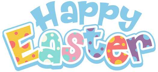 Happy Easter font design on white background