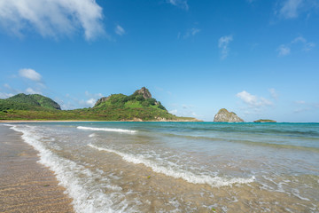 Beautiful view of Baia do Sueste at Fernando de Noronha Marine National Park, a Unesco World Heritage site, Pernambuco, Brazil