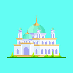 Mosque vector illustration with flat cartoon design. suitable for Ramadan Kareem flyer, poster, banner, greeting card, invitation card etc. 
