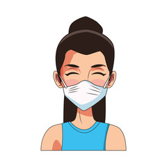 woman using face mask head character