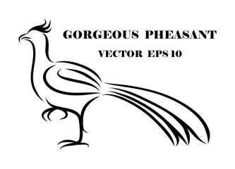 Line art vector logo of pheasant that is walking.