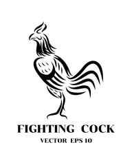 Fototapeta na wymiar Line art vector logo of fighting cock that is standing.