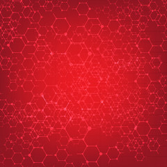 polygon meddical line on red background