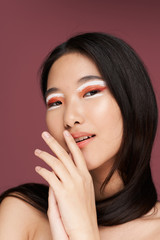 Fototapeta premium cheerful woman lifestyle studio model