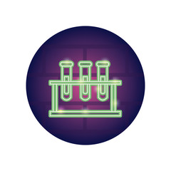 stand with test tubes icon, neon style