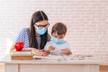 Education for children at home, education for children with parents, education for parents during...