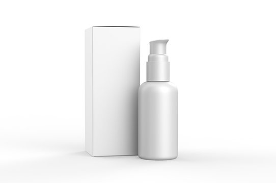 Blank Cosmetic Container Bottle With Pump For Branding And Mock Up, 3d Render Illustration.